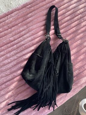 Sorial Suede Fringe Shoulder Bag - 100% Leather